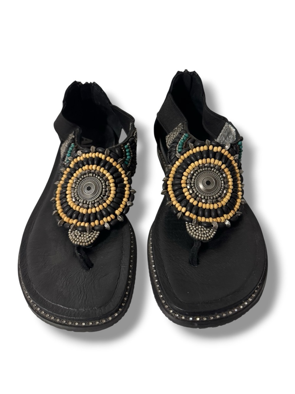 Alegria Zan Gladiator Sandals Women’s EU 35 Black Leather Beaded Boho Shoes